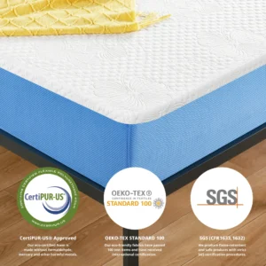 Olee Sleep Cal King Mattress, 10 Inch Gel Memory Foam Mattress, Gel Infused for Comfort and Pressure Relief, CertiPUR-US Certified, Bed-in-a-Box, Medium Firm, Blue, Cal King Size