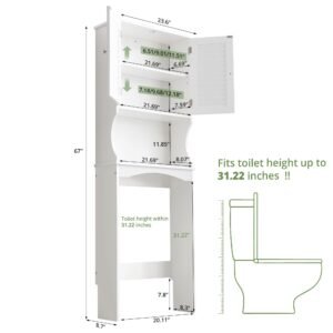 Over The Toilet Storage Cabinet, 3-Tier Bathroom Organizer,