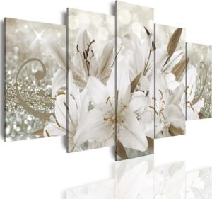 5 Panel Yellow Orchid Flowers Canvas Print