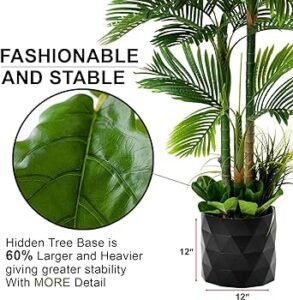 Deluxe 78" Golden Cane Palm Artificial Tree + Premium Fiddle Leaf Foliage in 8" Base + 12" Plant Pot Skirt + Bonus USA Flag Style Pot Pant
